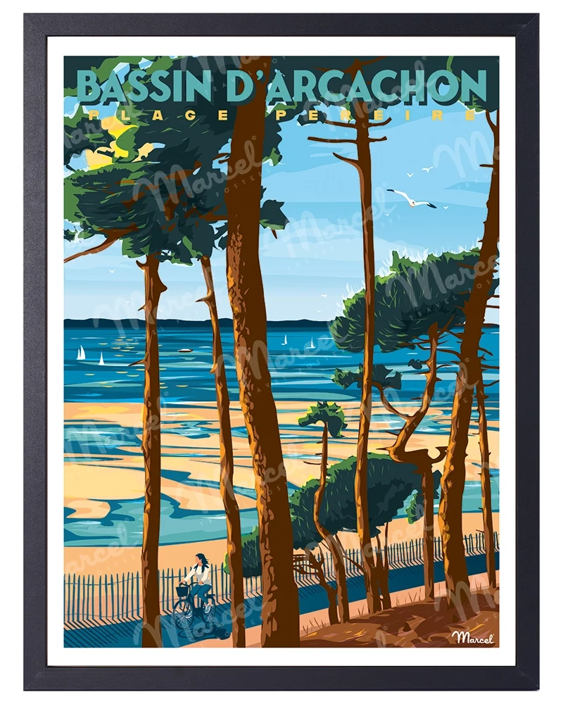 Affiche BASSIN D'ARCACHON "Plage Pereire"