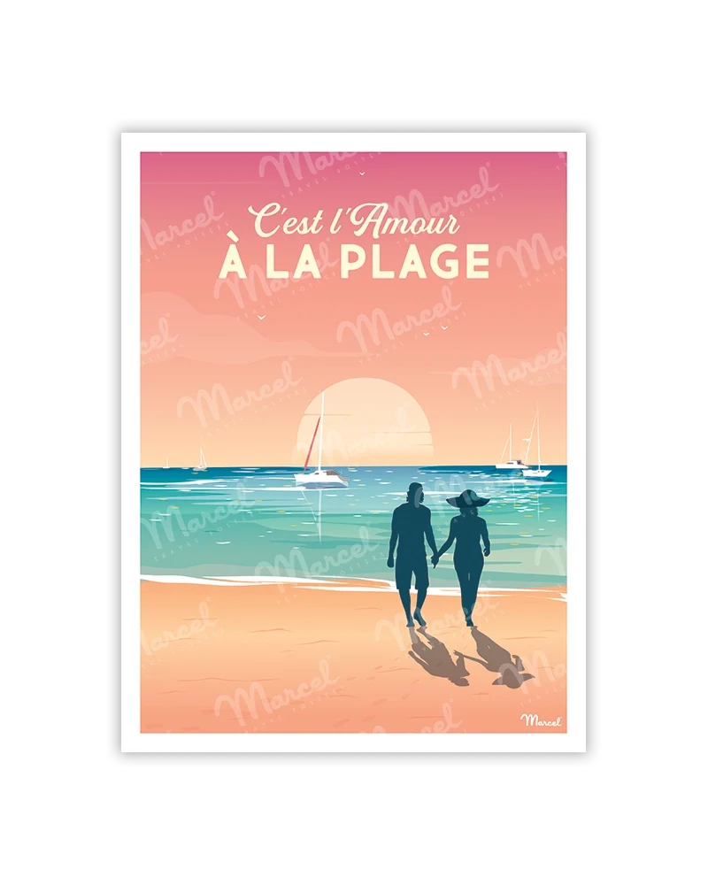Carte Postale "C'est l'amour à la plage"