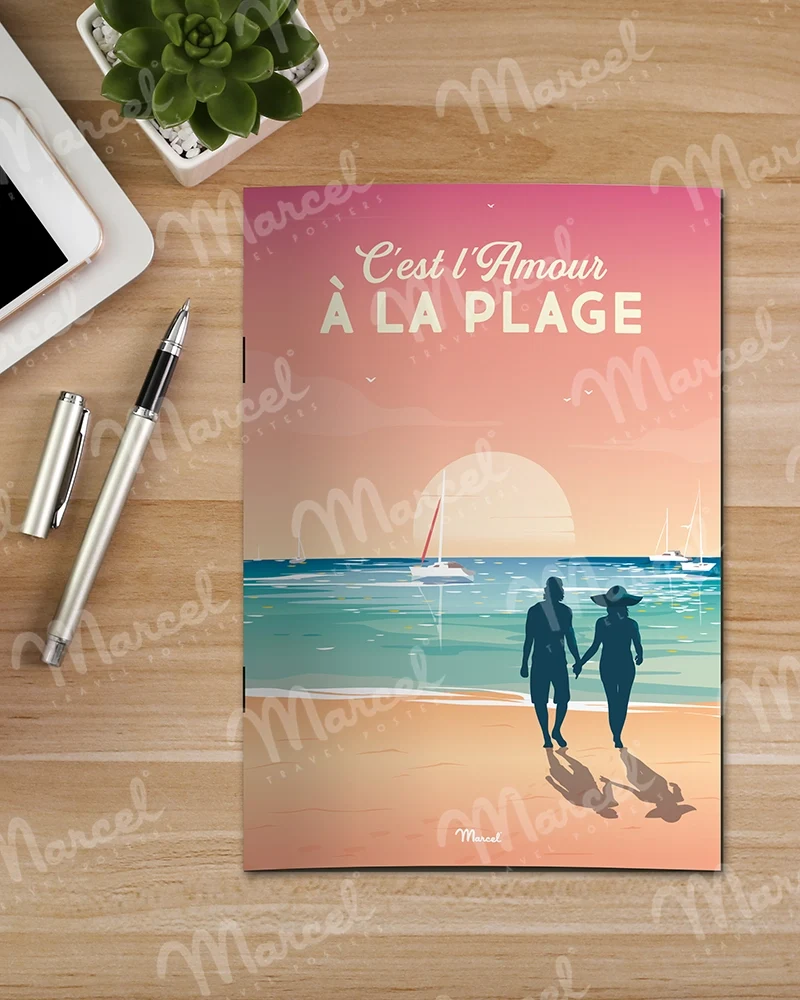 Carnet de Notes A5 48 pages Amour "C'est l'amour à la plage"