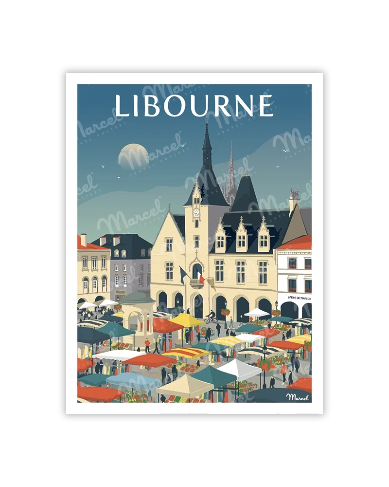 Carte Postale LIBOURNE "Place du Marché"