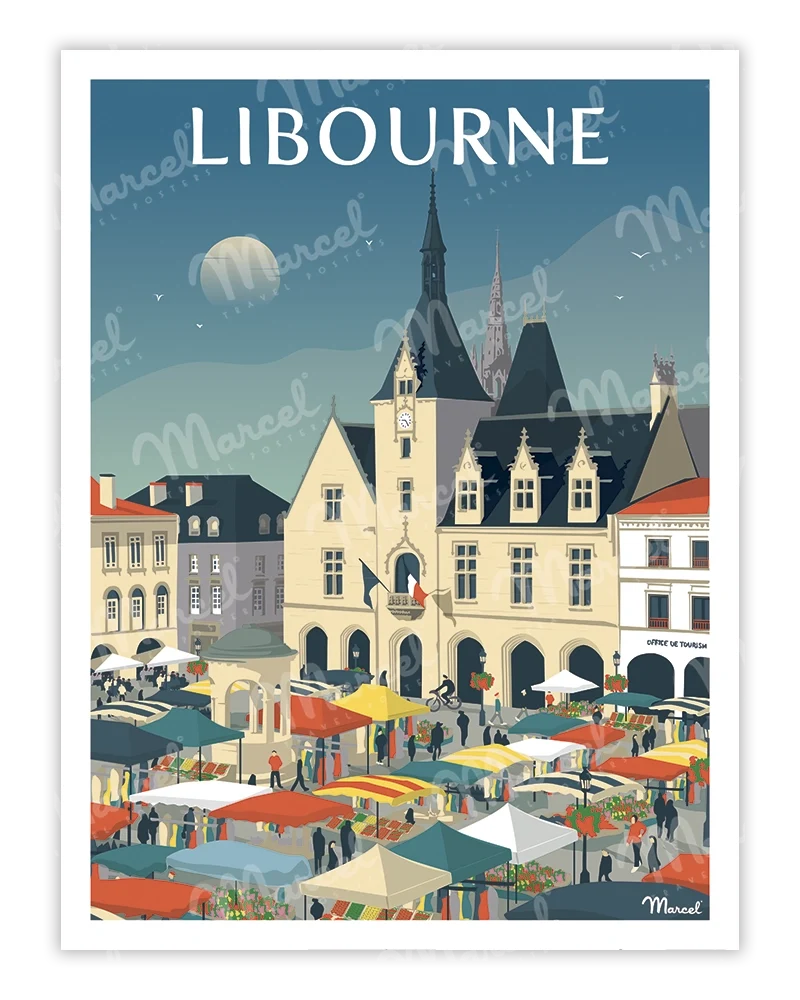 Affiche LIBOURNE "Place du Marché"