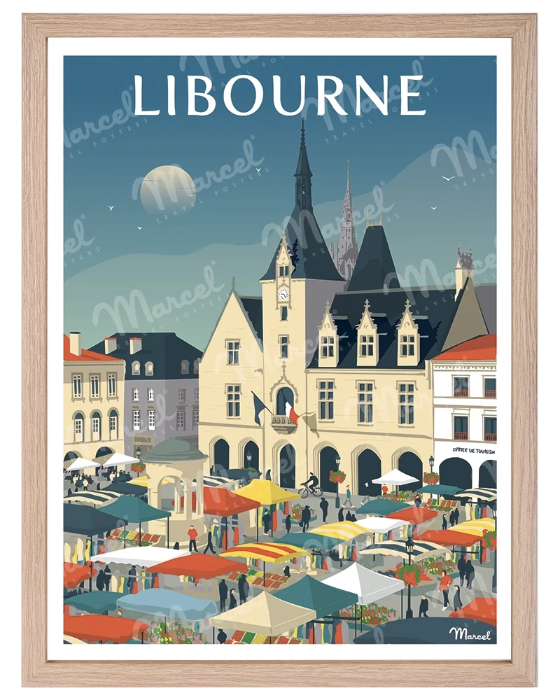 Affiche LIBOURNE "Place du Marché"