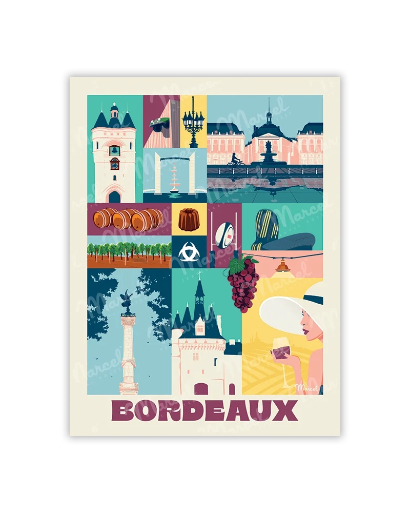 Carte Postale City Color BORDEAUX