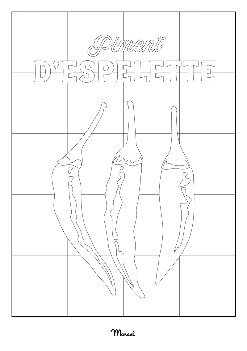 Carte Postale A5 à colorier "Piment d'ESPELETTE"