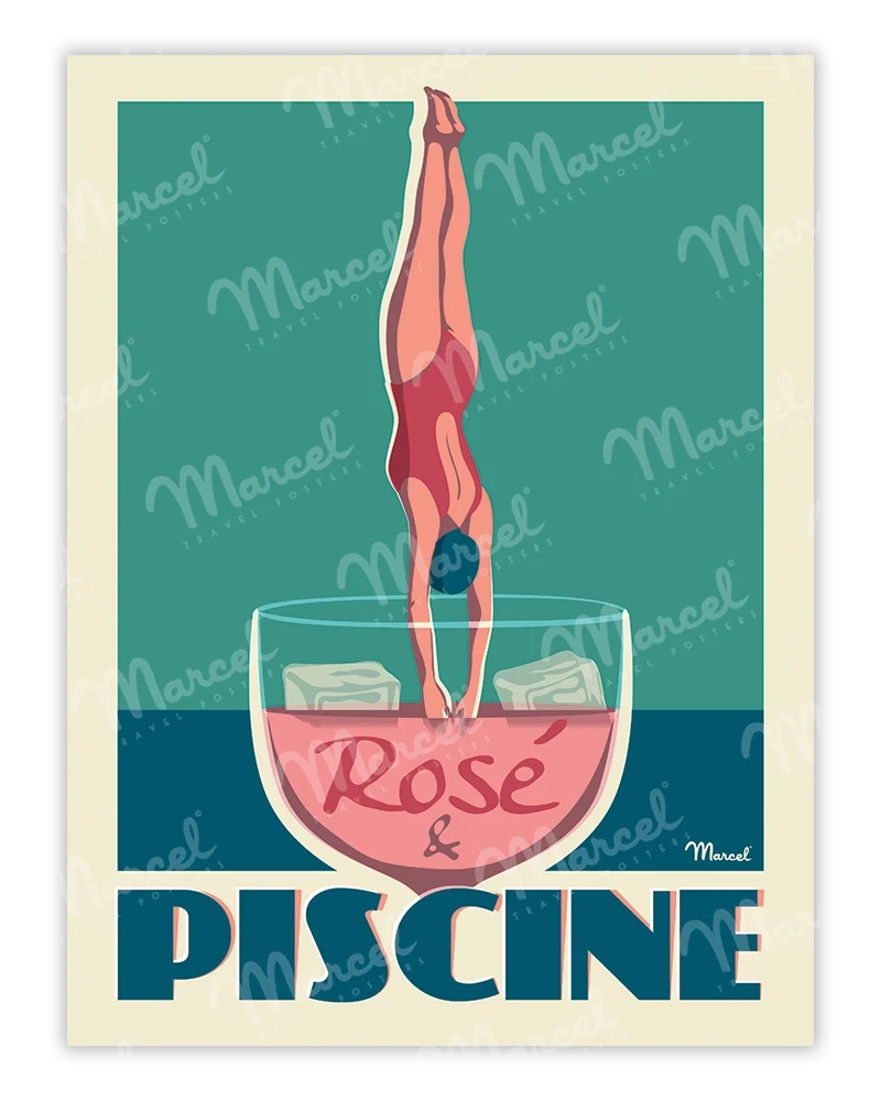 Affiche "Rosé et Piscine"
