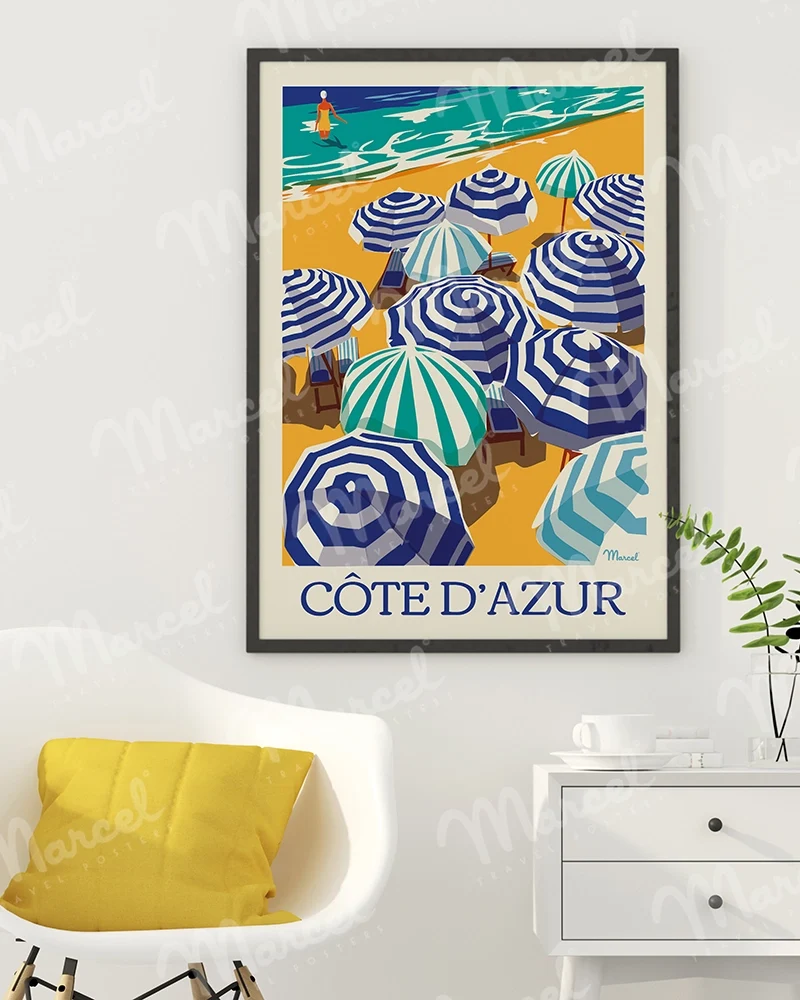 Affiche CÔTE D’AZUR "Les Parasols"