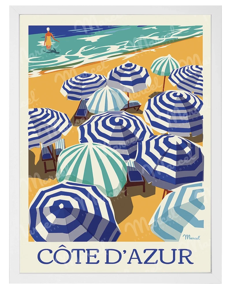 Affiche CÔTE D’AZUR "Les Parasols"