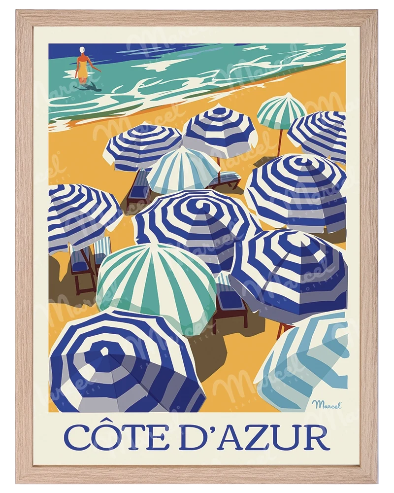 Affiche CÔTE D’AZUR "Les Parasols"
