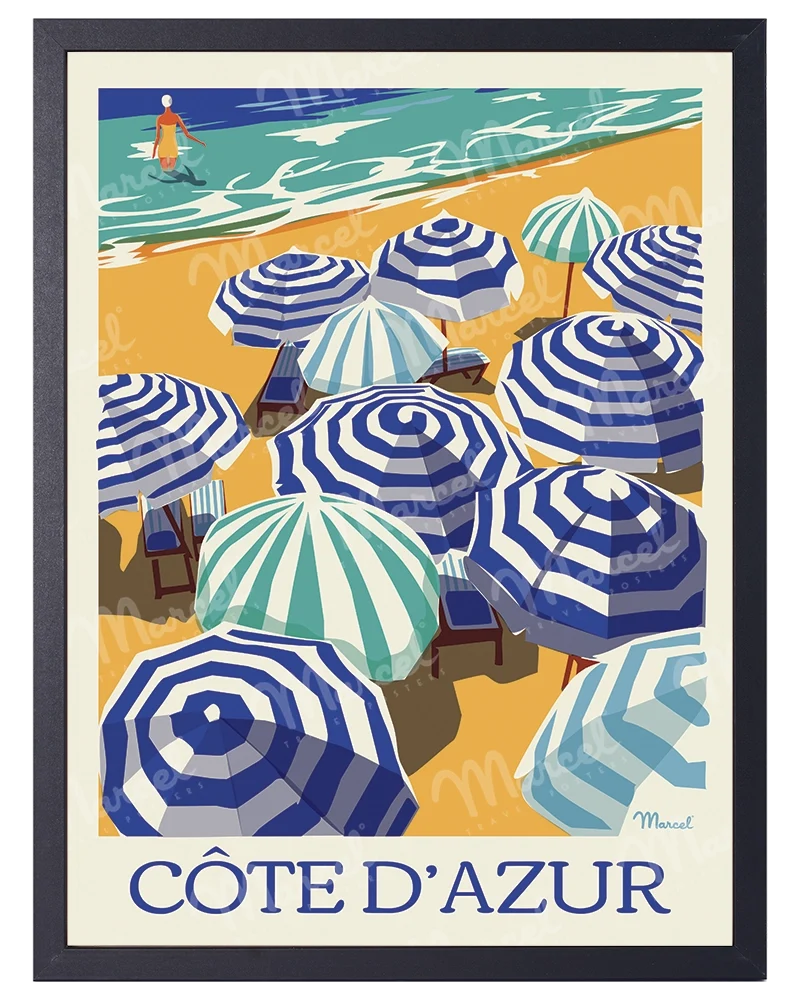Affiche CÔTE D’AZUR "Les Parasols"