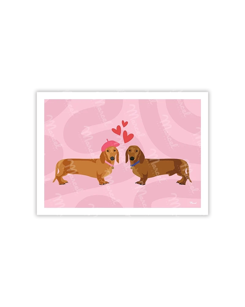 Carte Postale Amour "Couple Teckel"