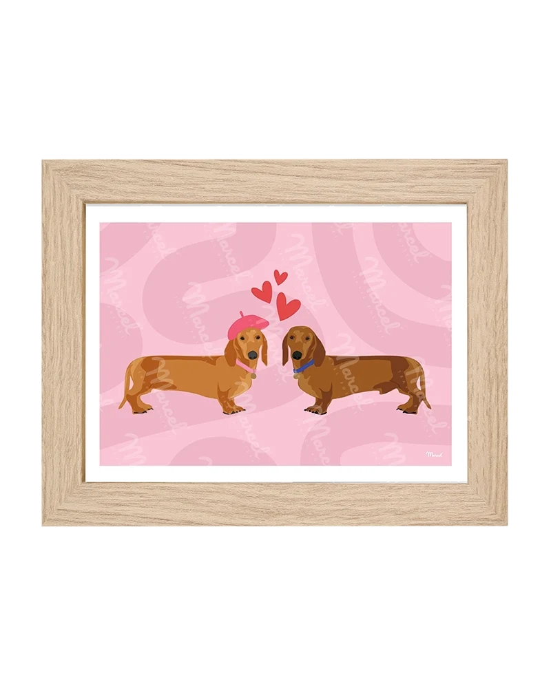 Carte Postale Amour "Couple Teckel"
