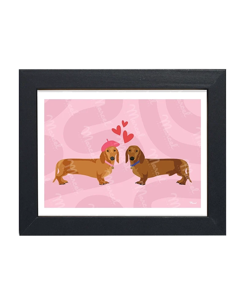 Carte Postale Amour "Couple Teckel"