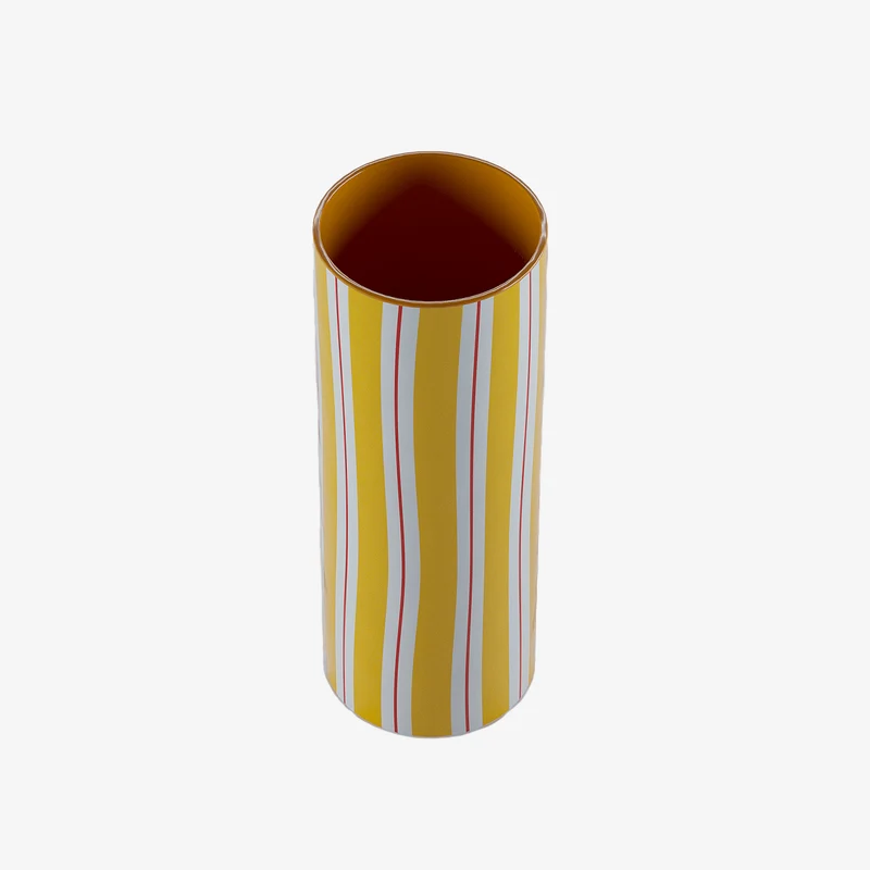 Vase cylindrique rayures jaune, Orlando - grand mod le