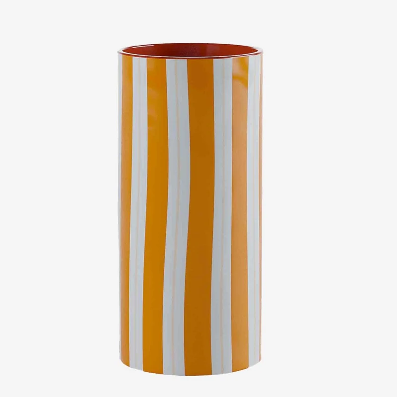 Vase cylindrique rayures orange, Orlando - mod le medium