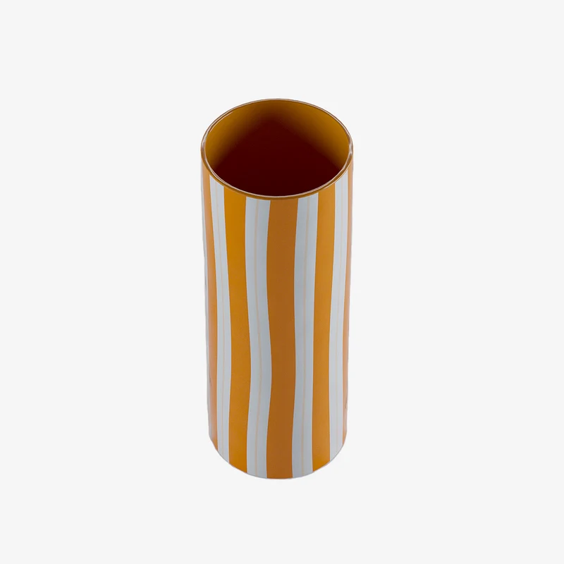 Vase cylindrique rayures orange, Orlando - grand mod le
