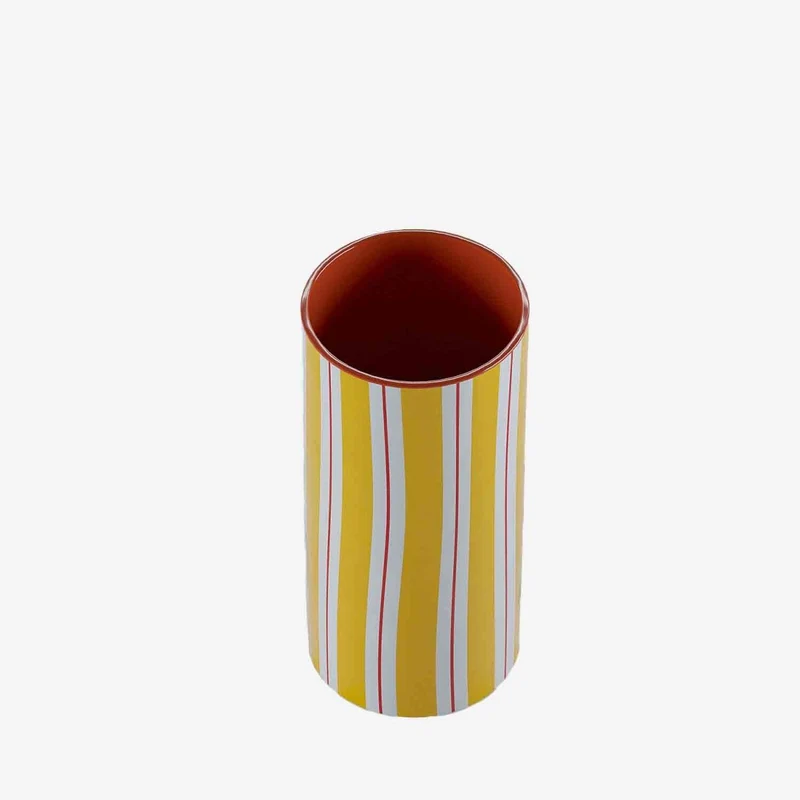 Vase cylindrique rayures jaune, Orlando - mod le medium