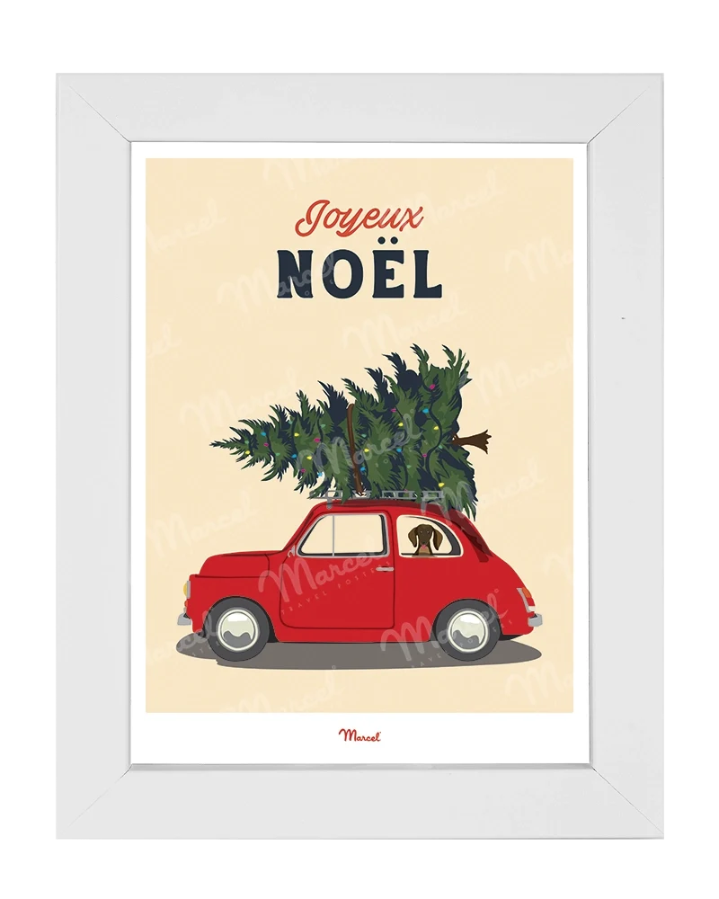 Carte Postale Travel Color "Voiture et sapin de Noël"