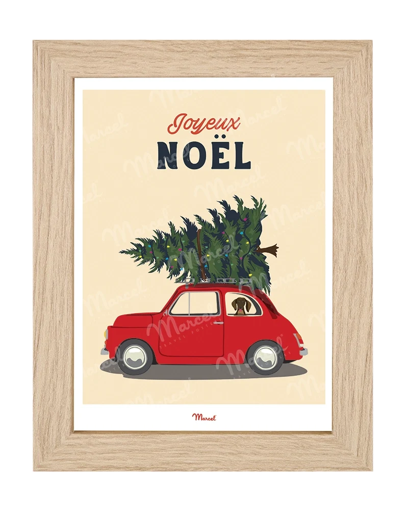Carte Postale Travel Color "Voiture et sapin de Noël"