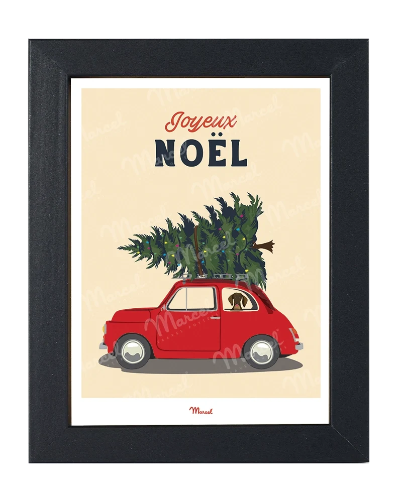 Carte Postale Travel Color "Voiture et sapin de Noël"