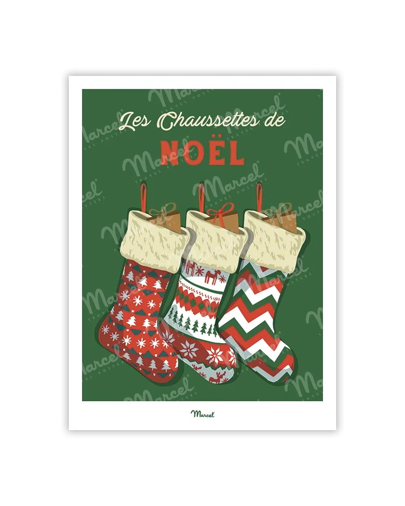 Carte Postale Travel Color "Les chaussettes de Noël"