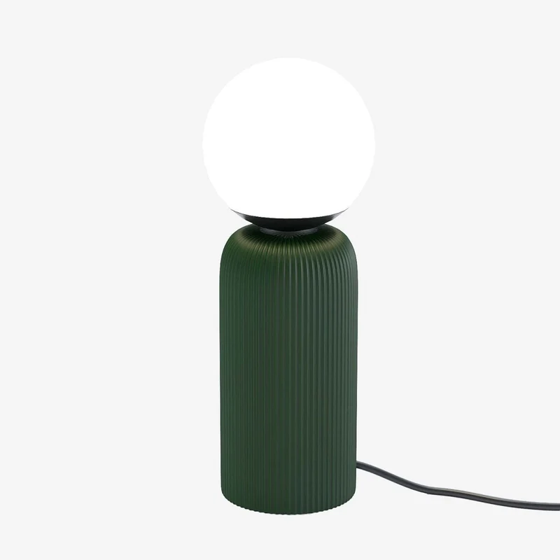 Lampe poser en c ramique verte et globe de verre Gauguin