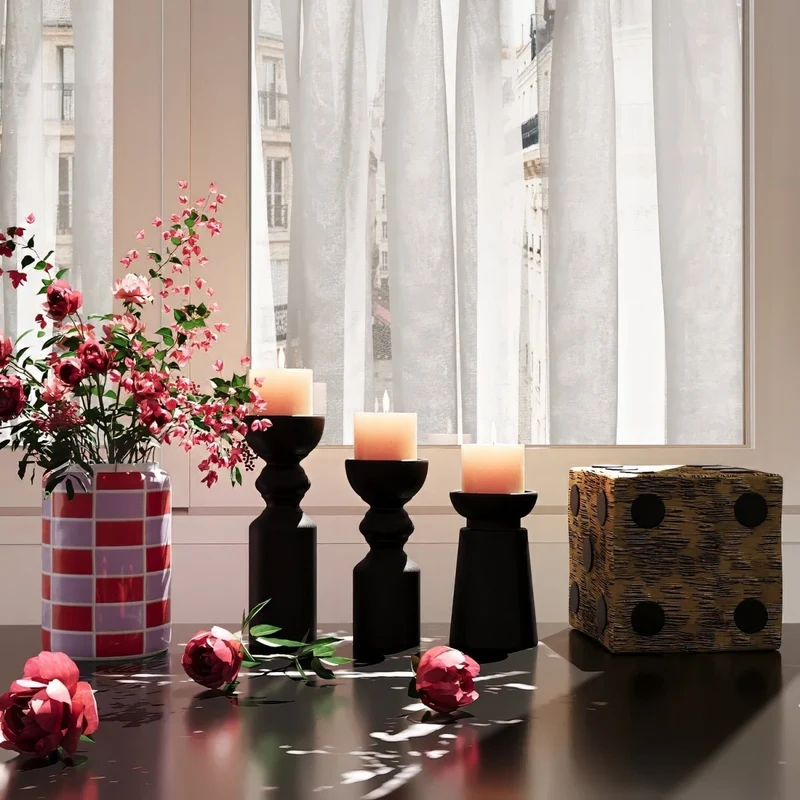 Vase cylindrique damier c ramique rouge Macao