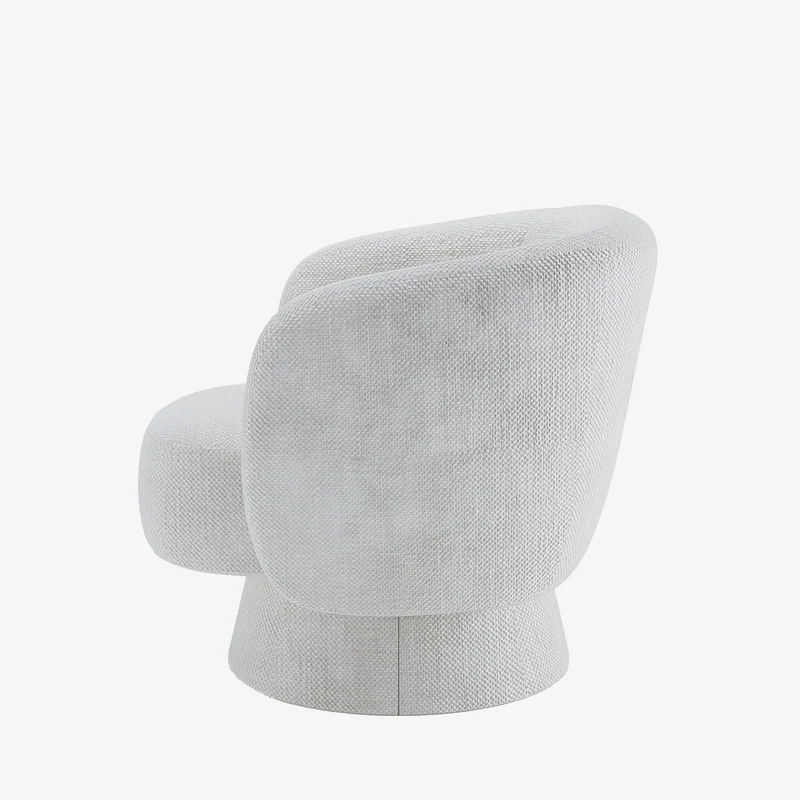 Fauteuil pivotant en tissu chenille blanc Salma