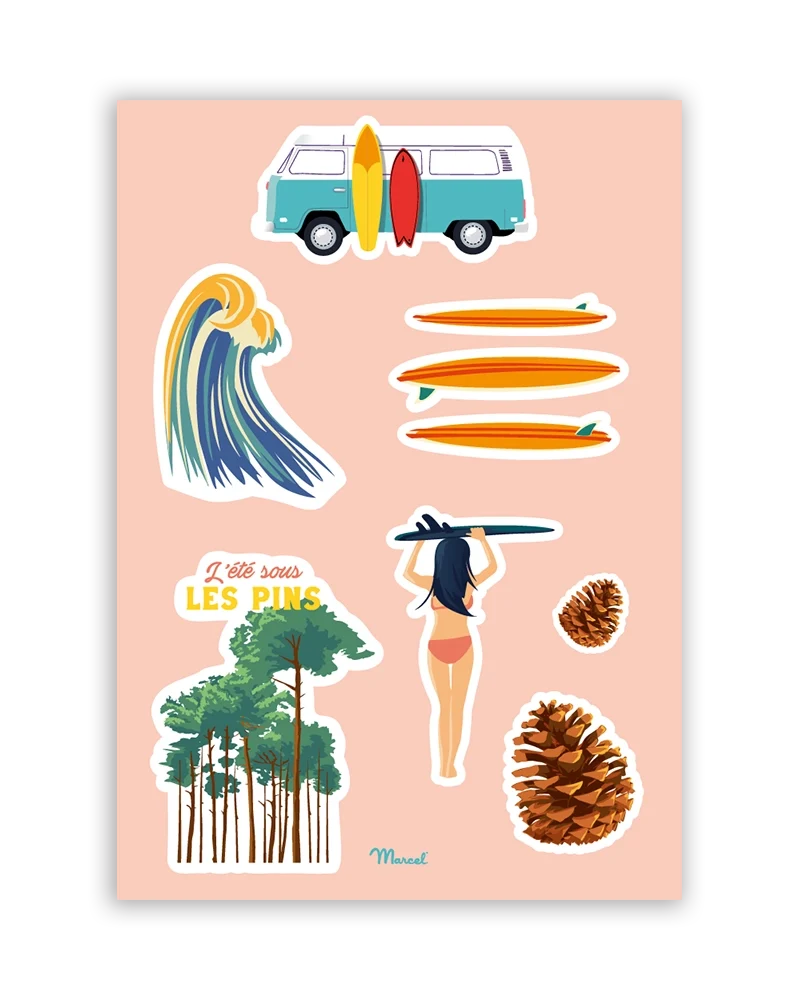 Planche de stickers "Surf"