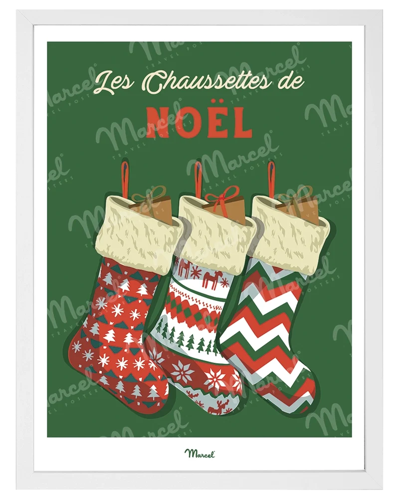 Affiche Travel Color Noël "Les chaussettes"
