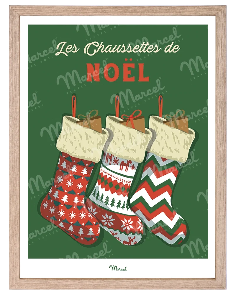 Affiche Travel Color Noël "Les chaussettes"