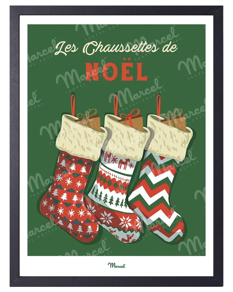 Affiche Travel Color Noël "Les chaussettes"