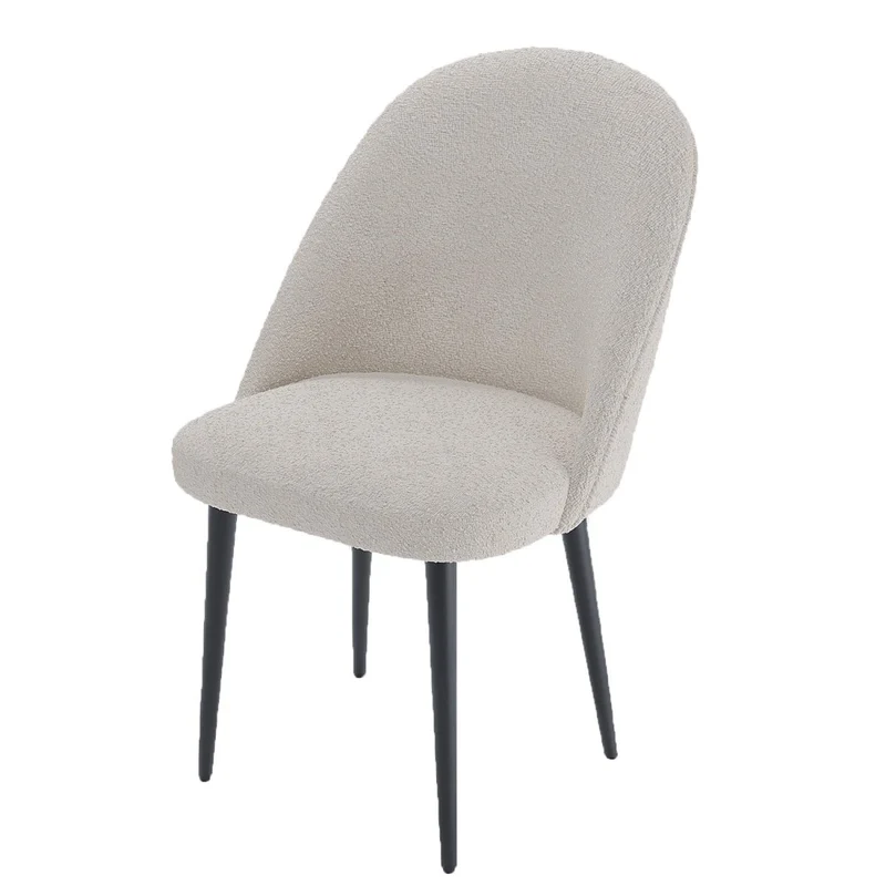 Lot de 2 chaises tissu bouclette & métal noir