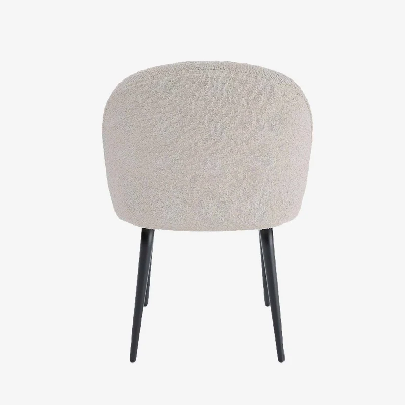 Lot de 2 chaises tissu bouclette & métal noir