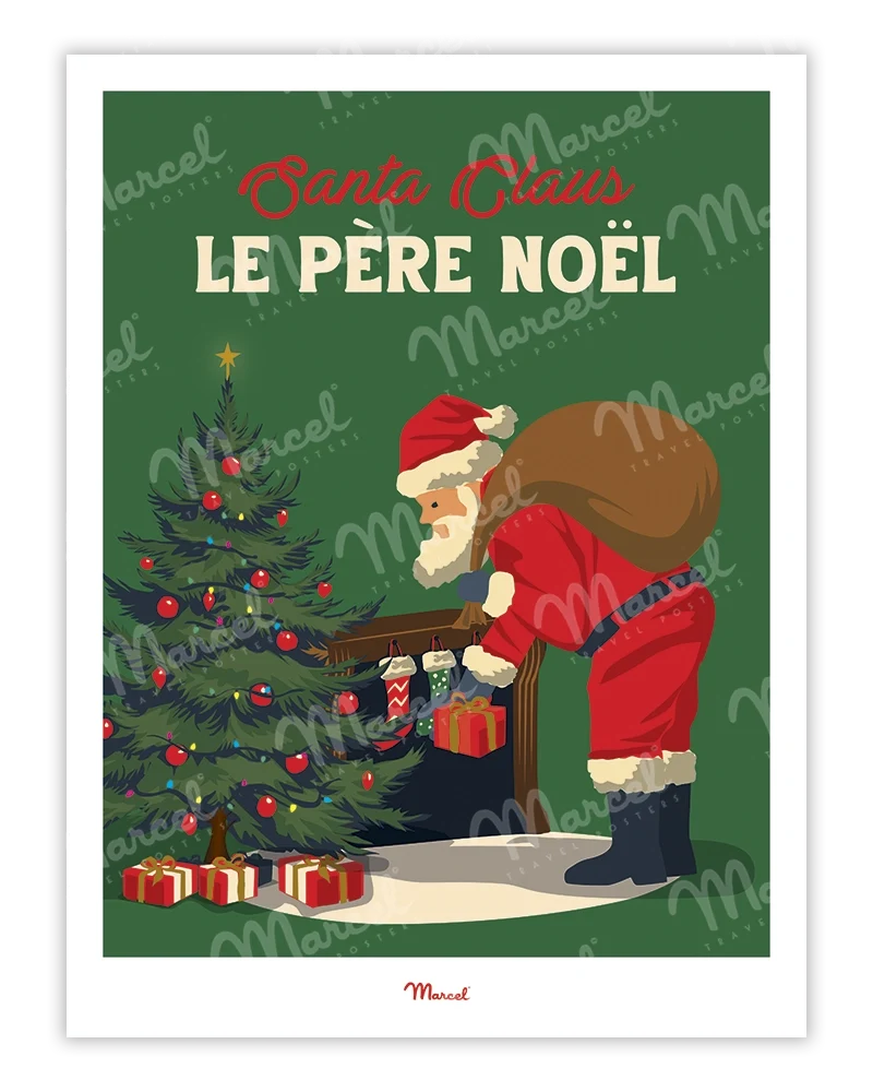 Affiche Travel Color Noël "Père Noël"