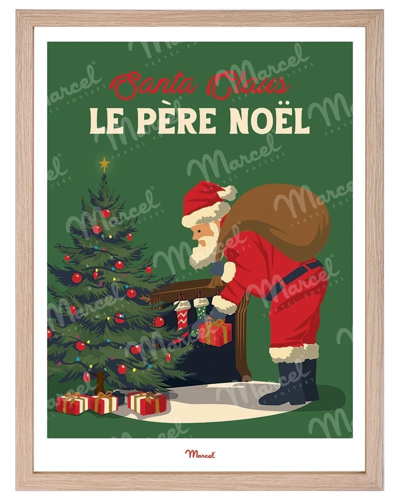Affiche Travel Color Noël "Père Noël"