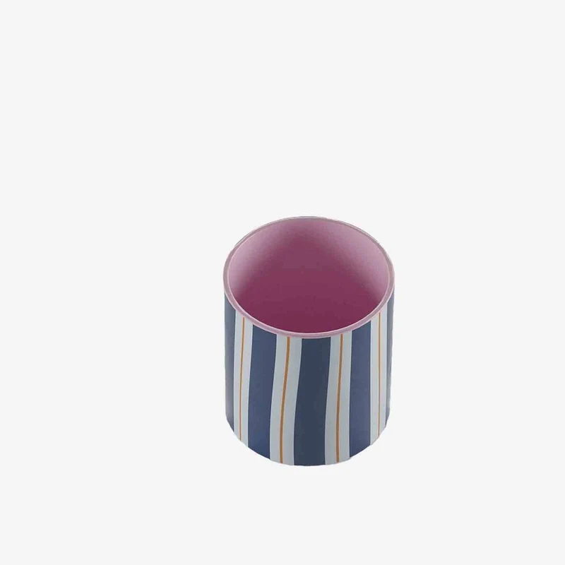 Petit vase cylindrique rayures bleues Orlando