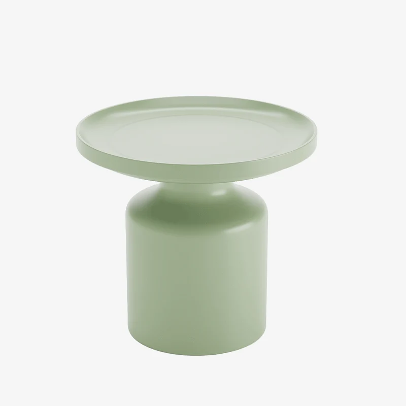 Table d'appoint ronde en métal vert d’eau