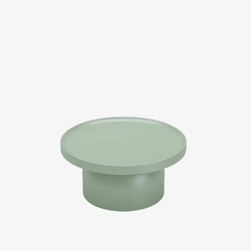 Table basse ronde en métal vert d’eau