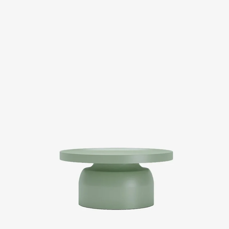 Table basse ronde en métal vert d’eau