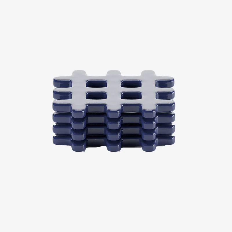 Lot de 4 dessous de verre, carr c ramique tress e bleu
