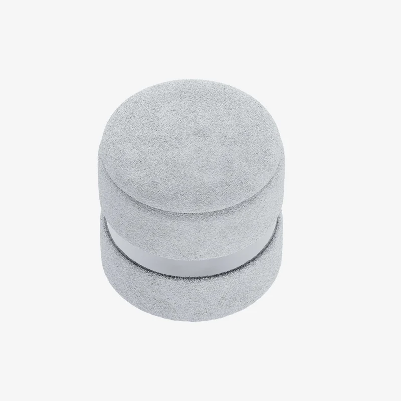 Pouf rond en tissu et métal avec rangement