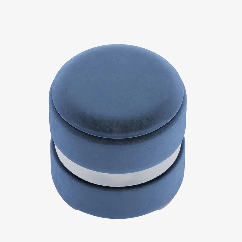 Pouf rond en velours & métal avec rangement