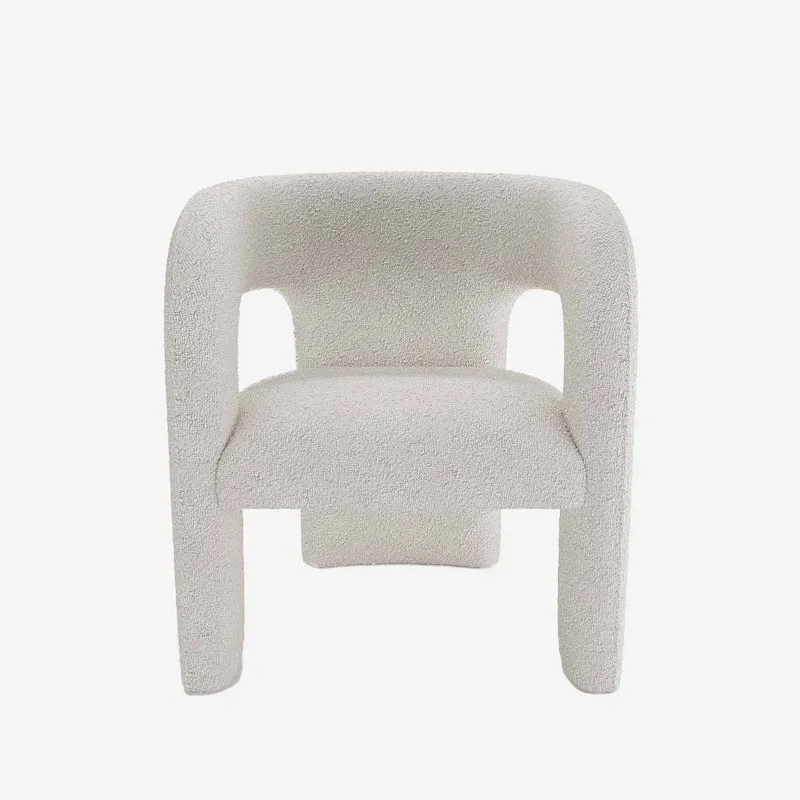 Fauteuil de salle à manger en bouclette gris-crème