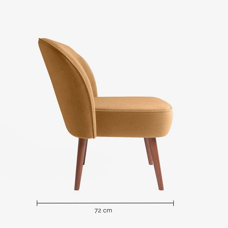 Petit fauteuil de salon en velours camel