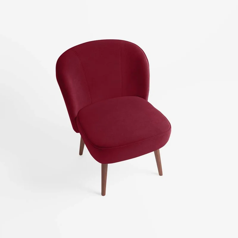 Petit fauteuil de salon en velours bordeaux