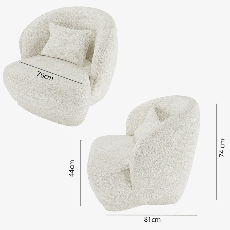 Fauteuil design boucl blanc Pablo