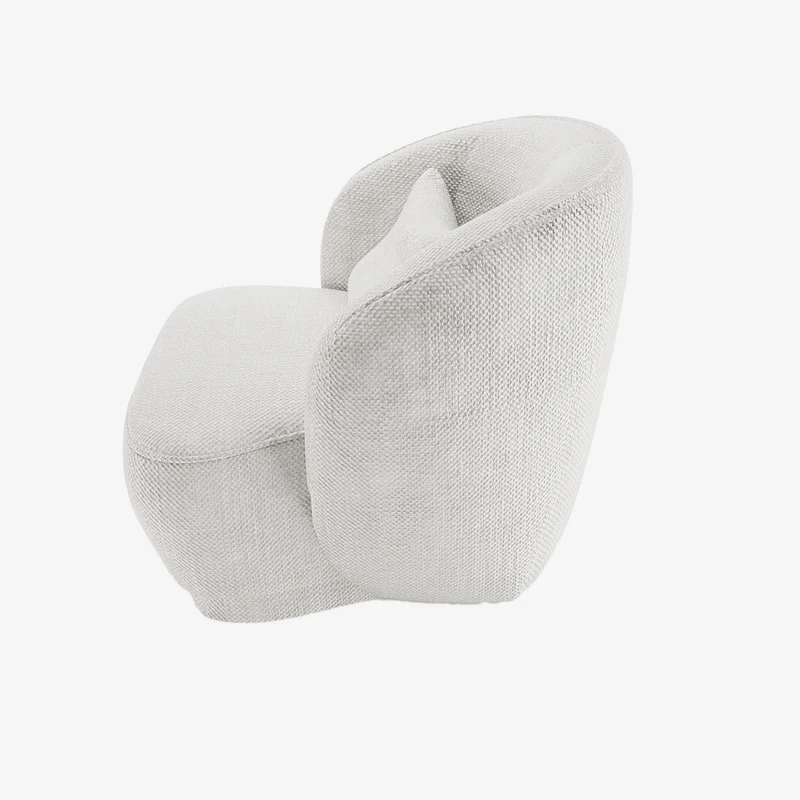 Fauteuil design tissu chenille blanc Pablo