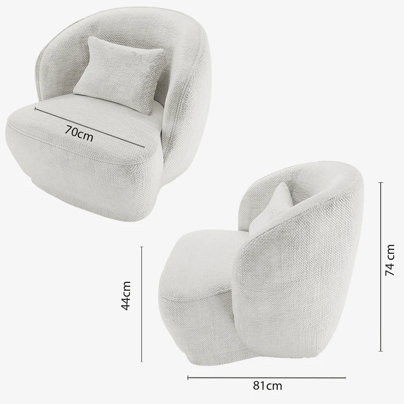 Fauteuil design tissu chenille blanc Pablo