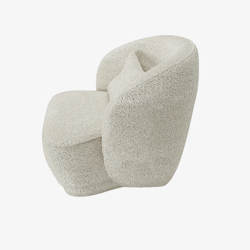 Fauteuil design boucl beige Pablo