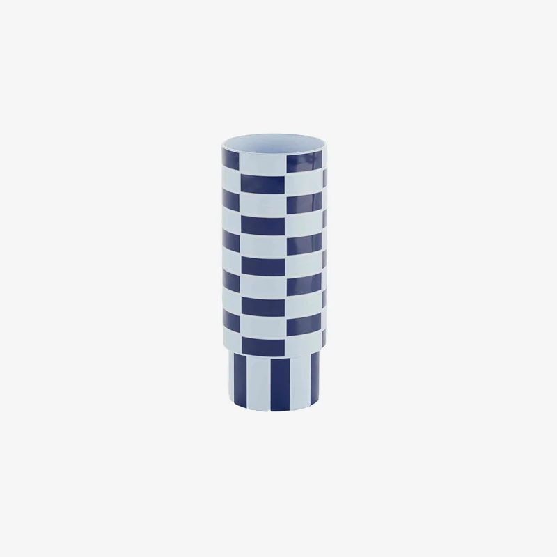 Vase c ramique tube damier bleu Sofia